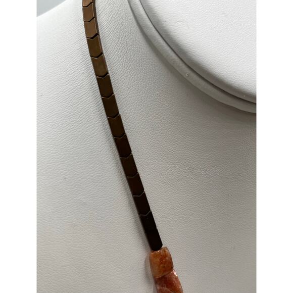 David Aubrey Anthropologie Carnelian Sunstone Gem Brass
Necklace Handcrafted - Picture 7 of 12